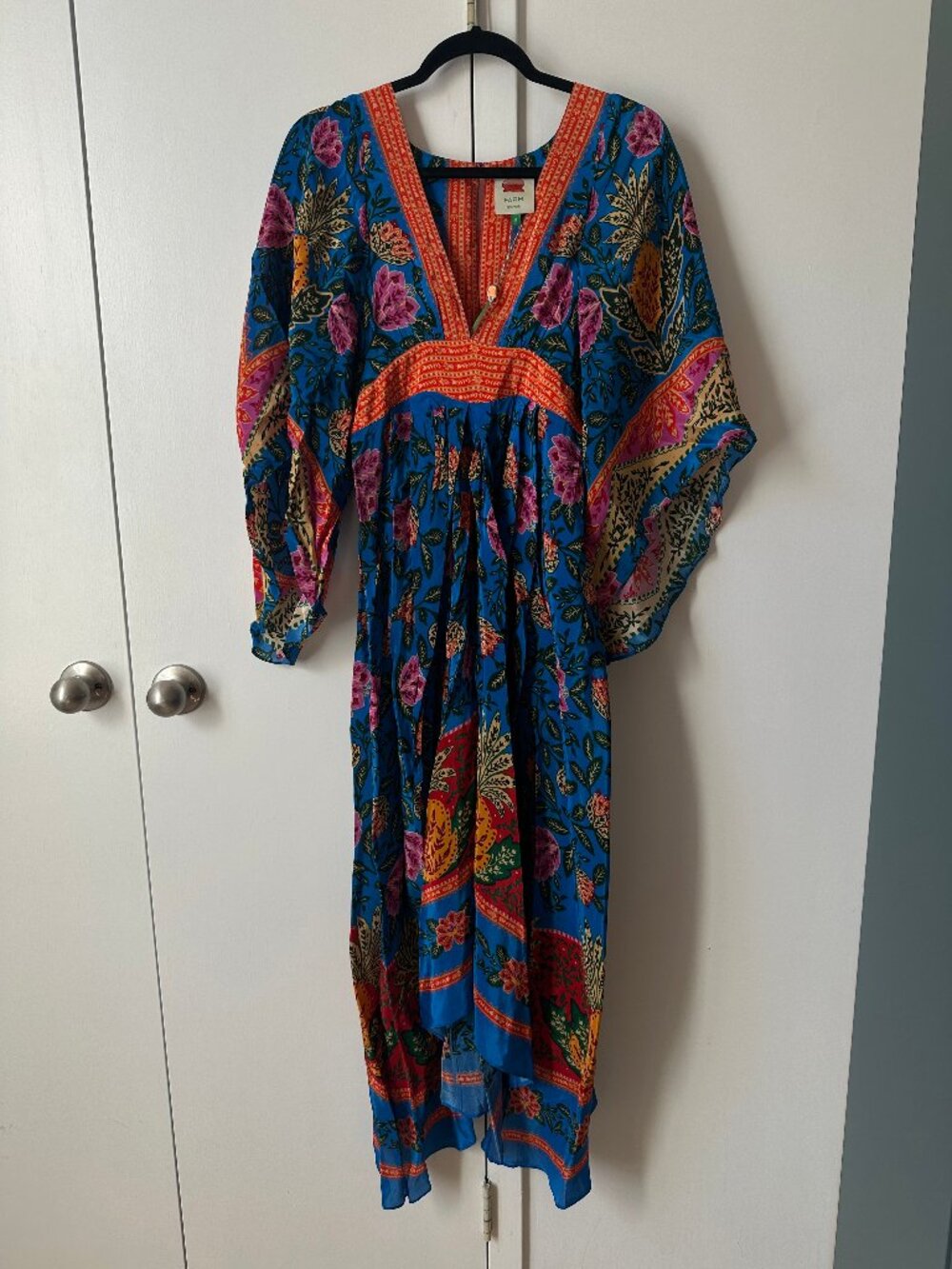 Farm Rio Blue Pineapple Garden Kaftan Maxi Dress NWT